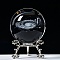 Carving Crystal Ball, Glass Sphere Decoration, with Platinum Tone Alloy Stand, Clear, Star, 60mm