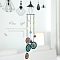 Printed Iron Wind Chime, with Glass Beads, for Outdoor Garden Home Hanging Decoration, Flower, 580mm