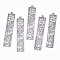 Tarnish Resistant 304 Stainless Steel Pendants, Laser Cut, Rectangle, Stainless Steel Color, 37x7x1mm, Hole: 0.8mm