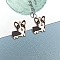 Alloy Enamel Puppy Pendants, Cute Dog Charms, Black, 22x23mm