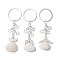 3Pcs 3 Styles Natural Shell Keychains, with Iron Split Key Rings, Angel, Silver, 8.7~9cm, 1pc/style