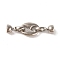 Brass Fold Over Clasps, Oval/Coffee Bean, Platinum, 33mm, Hole: 3.5mm