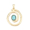 Rack Plating Alloy Pave Imitation Turquoise Resin Big Pendants, Lead Free & Nickel Free & Cadmium Free, Oval, Matte Gold Color, 70.5x56x7.5mm, Hole: 11.5x7mm