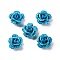 3D Rose Flower Baking Paint Aluminum Beads, with Sequins, Deep Sky Blue, 15.5x9mm, Hole: 1.2mm