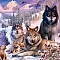 DIY Wolf & Scenery Diamond Painting Kits, including Resin Rhinestones, Diamond Sticky Pen, Tray Plate and Glue Clay, Colorful, 300x400mm