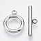 Non-Tarnish 304 Stainless Steel Toggle Clasps, Ring, Stainless Steel Color, Ring: 15x12x2mm, Hole: 1.8mm, Bar: 19x5.5x2.5mm, Hole: 1.8mm