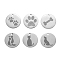 12Pcs 6 Style 304 Stainless Steel Pet Pendants, Laser Cut, Flat Round, Stainless Steel Color, 2pcs/style