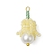 Handmade Glass Seed Beads, Loom Pattern, with Glass Pearl Beads, Lily of the Valley Pendant, Lemon Chiffon, 26.5x15x15mm, Hole: 1.6mm