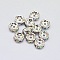 Rack Plating Rondelle Brass Grade A Rhinestone Spacer Beads, Silver Color Plated, Crystal AB, 4x2mm, Hole: 0.5mm