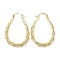 Brass Hoop Earrings, Imitation Braided Teardrop Earrings for Women, Real 16K Gold Plated, 38x26x5mm