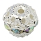 Brass Rhinestone Beads, Grade A, Silver Metal Color, Round, Crystal AB, 6mm, Hole: 1mm