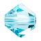 Preciosa&reg Crystal Beads, Czech Crystal, Bicone(451 69 302 Rondelle), 60000 Aquamarine, 4mm, Hole: 0.8mm