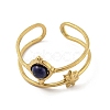 304 Stainless Steel with Natural Lapis Lazuli Ring RJEW-Z031-01I-01-2