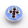 Flat Round Carved Cross Zinc Alloy Enamel Jewelry Snap Buttons SNAP-N010-68-NR-1