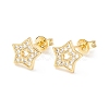 Clear Cubic Zirconia Star Stud Earrings EJEW-P196-05G-1