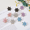 FIBLOOM 5 Pairs 5 Colors 3D Flower Cubic Zirconia Stud Earrings EJEW-FI0001-76-5