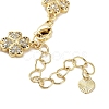 Rack Plating Brass Pave Clear Cubic Zirconia Clover Link Chain Bracelets for Women BJEW-R317-08G-3