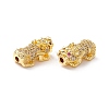 Brass Micro Pave Clear & Orchid Cubic Zirconia Beads KK-K266-05G-3