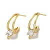 Rack Plating Brass Micro Pave Cubic Zirconia Studs Earrings Findings EJEW-R162-42G-1