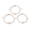 3Pcs 3 Styles Summer Shell Pearl Braided Bead Bracelets BJEW-JB10323-4