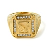 Square with Bird 304 Stainless Steel Rhinestone Signet Rings RJEW-Q815-04G-M-2