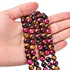 Natural Rose Tiger Eye(Dyed & Heated) and Yellow Tiger Eye(Dyed & Heated) Beads Strands G-G101-8mm-1-4