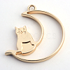 Matte Style Rack Plating Alloy Kitten Open Back Bezel Pendants PALLOY-S047-38C-FF-2