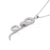 Brass Micro Pave Clear Cubic Zirconia Snake Pendant Necklaces NJEW-M080-04-1