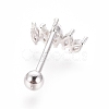 Anti-Tarnish Rhodium Plated 925 Sterling Silver Barbell Cartilage Earrings STER-I018-01P-2