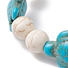 Round & Turtle Dyed Synthetic Turquoise & Magnesite Beaded Stretch Bracelets for Women BJEW-JB10936-01-3