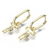 Brass Micro Pave Clear Cubic Zirconia Dangle Huggie Hoop Earrings EJEW-S201-219-NF-2