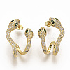 Brass Micro Pave Clear Cubic Zirconia Stud Earrings EJEW-S208-048-1