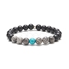 Natural Black Stone & Picasso Jasper & Labradorite & Synthetic Turquois & Non-Magnetic Synthetic Hematite Beaded Stretch Bracelets Sets for Women BJEW-JB09279-4