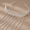 Rhinestone Cup Chain Tassel Hair Bands PW-WGE343E-01-2