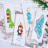 Gorgecraft 4 Sets 4 Style DIY Sea Horse/Penguin/Dinosaur/Butterfly Pattern PP Bookmarks Cross Stitch Kits DIY-FG0004-07-4