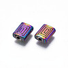 Rack Plating Rainbow Color Alloy Beads PALLOY-S180-358-3