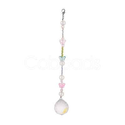 Teardrop & Butterfly Glass Suncatchers HJEW-JM00847-1