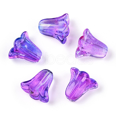 Spray Painted Transparent Glass Beads GLAA-D006-20B-1