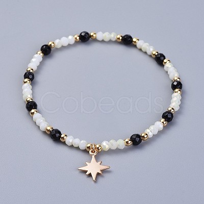 Electroplate Glass Beads Stretch Bracelets BJEW-JB04309-05-1