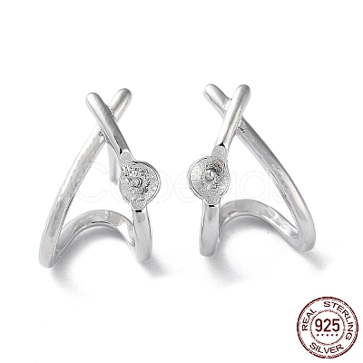 Rhodium Plated 925 Sterling Silver Stud Earring Findings STER-M115-04P-1