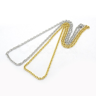 Men's 304 Stainless Steel Cable Chain Necklaces STAS-O037-66-1