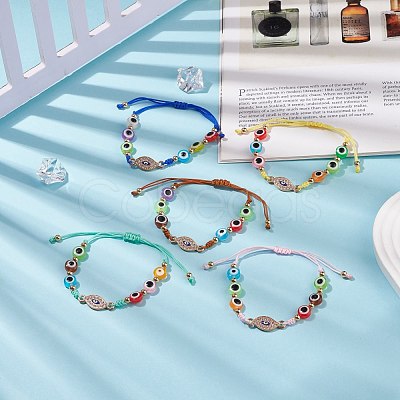 Resin Evil Eye Braided Bead Bracelet BJEW-JB08413-1