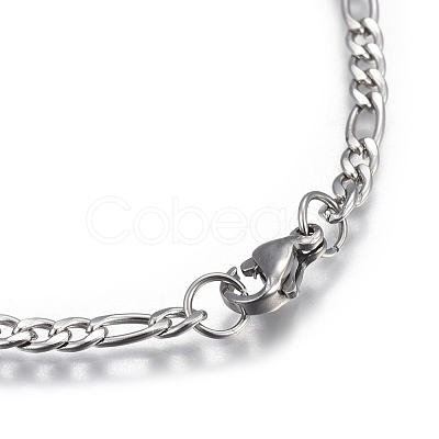 Tarnish Resistant 304 Stainless Steel Figaro Chain Bracelets BJEW-L634-04A-P-1