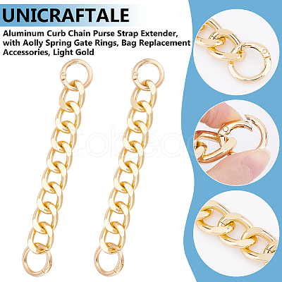 Unicraftale 2Pcs Aluminum Curb Chain Purse Strap Extender FIND-UN0003-04B-LG-1