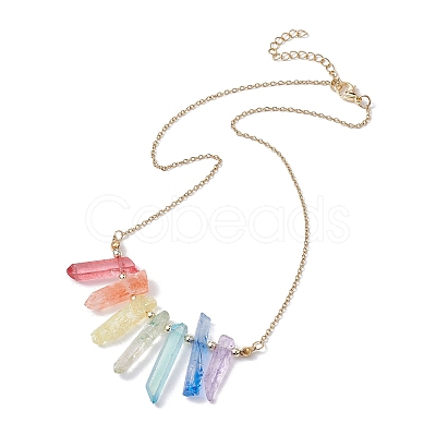 Dyed Colorful Natural Quartz Crystal Bullet Pendant Necklaces NJEW-JN04622-1