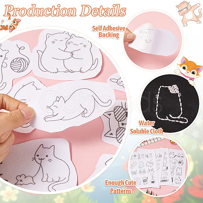 57 Patterns Non-woven Fabrics Water-soluble Embroidery Aid Drawing Sketch DIY-TAC0100-016-1