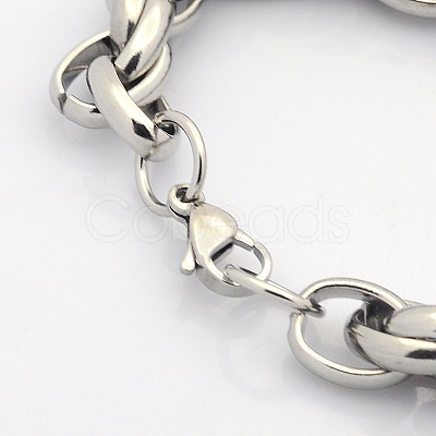 Tarnish Resistant Casual Style 304 Stainless Steel Double Link Chain Bracelets X-STAS-O036-37P-1