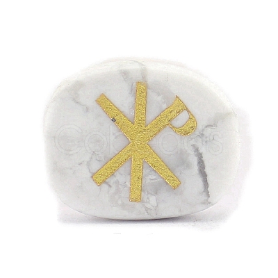 Natural Howlite ChiRho Symbol Healing Chakra Reiki Stone PW-WG44F03-04-1