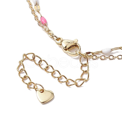 3Pcs 304 Stainless Steel Enamel Link Chains Anklets AJEW-AN00589-1