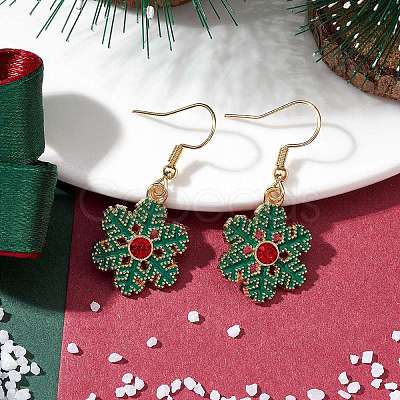 Christmas Theme Alloy Rhinestone Dangle Earrings EJEW-JE05830-01-1